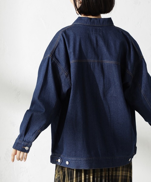FOUND GOOD（ファウンドグッド）の「BIGデニムGジャン（デニムジャケット・レディース・ネイビー/グレー系8/ブルー系5・M/L）」の9枚目の写真