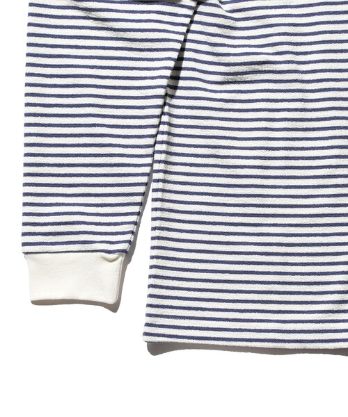 BEAMS PLUS（ビームスプラス）の「インレイ ストライプ ポケット Tシャツ（Tシャツ/カットソー・メンズ・オフホワイト/ネイビー・XL/L/M/S/XX-LARGE）」の16枚目の写真