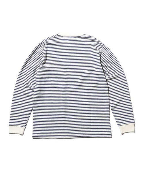 BEAMS PLUS（ビームスプラス）の「インレイ ストライプ ポケット Tシャツ（Tシャツ/カットソー・メンズ・オフホワイト/ネイビー・XL/L/M/S/XX-LARGE）」の18枚目の写真