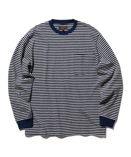 BEAMS PLUS（ビームスプラス）の「インレイ ストライプ ポケット Tシャツ（Tシャツ/カットソー・メンズ・オフホワイト/ネイビー・XL/L/M/S/XX-LARGE）」の19枚目の写真