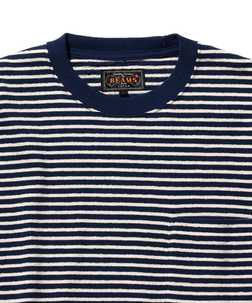 BEAMS PLUS（ビームスプラス）の「インレイ ストライプ ポケット Tシャツ（Tシャツ/カットソー・メンズ・オフホワイト/ネイビー・XL/L/M/S/XX-LARGE）」の20枚目の写真