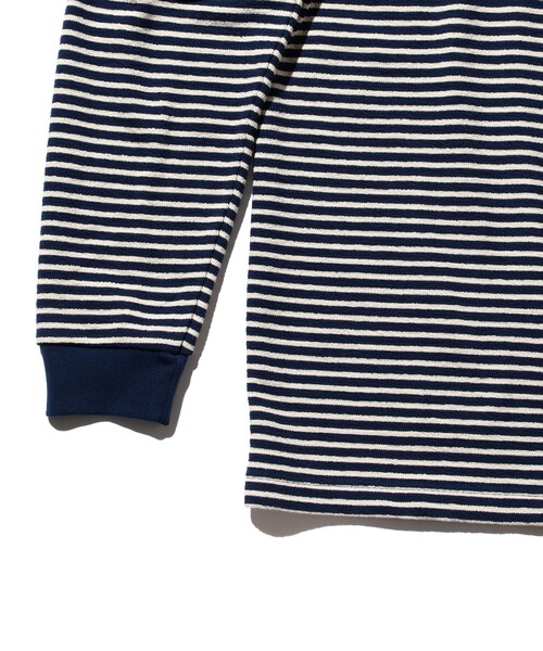 BEAMS PLUS（ビームスプラス）の「インレイ ストライプ ポケット Tシャツ（Tシャツ/カットソー・メンズ・オフホワイト/ネイビー・XL/L/M/S/XX-LARGE）」の4枚目の写真