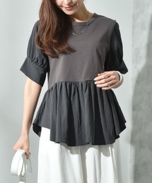 異素材使い半袖プルオーバー