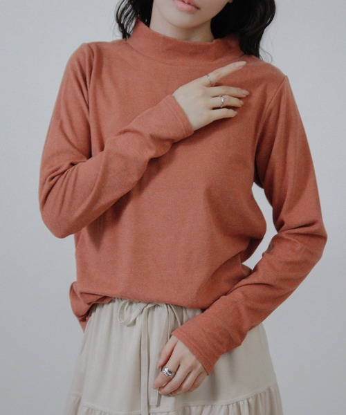 Social GIRL(ソーシャルガール)の「もっちりあったかハイネックトップス(Tシャツ/カットソー・レディース・ブラック/テラコッタ/ライトグレー/アイボリー/ブルーグレー・FREE)」の1枚目の写真