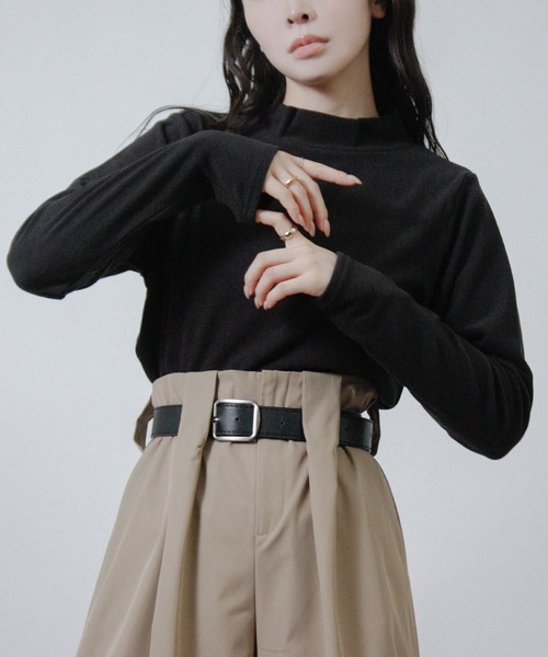 Social GIRL(ソーシャルガール)の「もっちりあったかハイネックトップス(Tシャツ/カットソー・レディース・ブラック/テラコッタ/ライトグレー/アイボリー/ブルーグレー・FREE)」の3枚目の写真