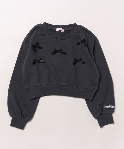 PINKHUNT(ピンクハント)の「PINKHUNT ピンクハント リボン付き トレーナー 0114K(スウェット・キッズ・チャコールグレー/ホワイト・120cm/130cm/140cm/160cm/150cm)」の7枚目の写真