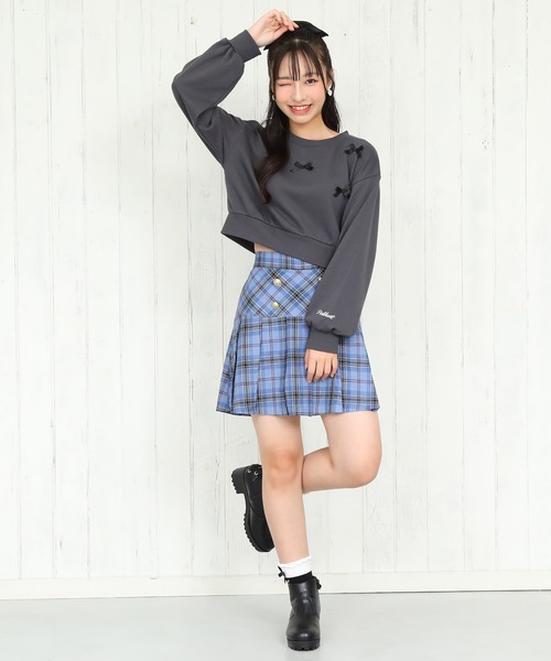 PINKHUNT(ピンクハント)の「PINKHUNT ピンクハント リボン付き トレーナー 0114K(スウェット・キッズ・チャコールグレー/ホワイト・120cm/130cm/140cm/160cm/150cm)」の6枚目の写真