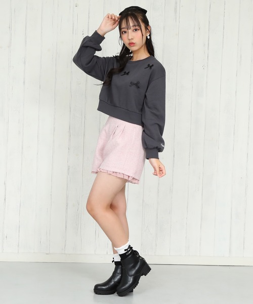 PINKHUNT(ピンクハント)の「PINKHUNT ピンクハント リボン付き トレーナー 0114K(スウェット・キッズ・チャコールグレー/ホワイト・120cm/130cm/140cm/160cm/150cm)」の9枚目の写真