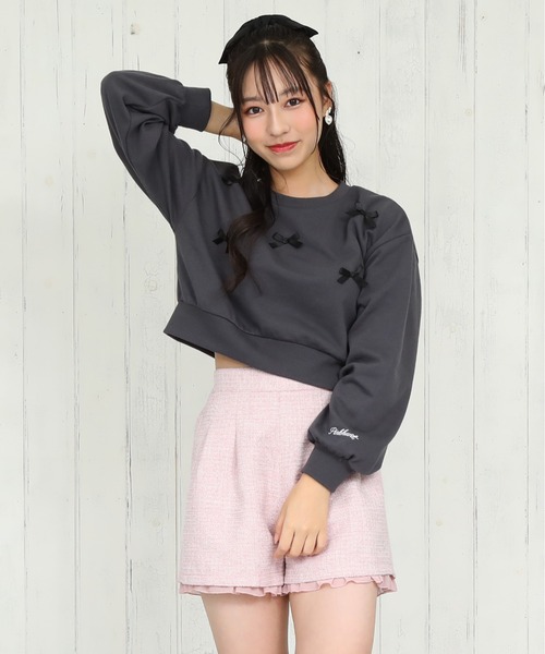 PINKHUNT(ピンクハント)の「PINKHUNT ピンクハント リボン付き トレーナー 0114K(スウェット・キッズ・チャコールグレー/ホワイト・120cm/130cm/140cm/160cm/150cm)」の8枚目の写真