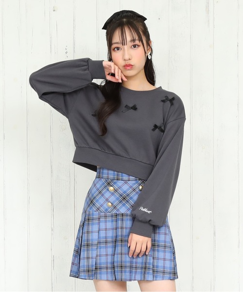 PINKHUNT(ピンクハント)の「PINKHUNT ピンクハント リボン付き トレーナー 0114K(スウェット・キッズ・チャコールグレー/ホワイト・120cm/130cm/140cm/160cm/150cm)」の5枚目の写真