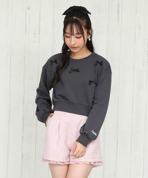 PINKHUNT(ピンクハント)の「PINKHUNT ピンクハント リボン付き トレーナー 0114K(スウェット・キッズ・チャコールグレー/ホワイト・120cm/130cm/140cm/160cm/150cm)」の14枚目の写真