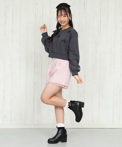 PINKHUNT(ピンクハント)の「PINKHUNT ピンクハント リボン付き トレーナー 0114K(スウェット・キッズ・チャコールグレー/ホワイト・120cm/130cm/140cm/160cm/150cm)」の13枚目の写真