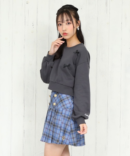PINKHUNT(ピンクハント)の「PINKHUNT ピンクハント リボン付き トレーナー 0114K(スウェット・キッズ・チャコールグレー/ホワイト・120cm/130cm/140cm/160cm/150cm)」の15枚目の写真