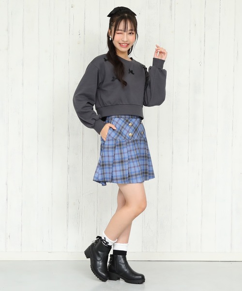 PINKHUNT(ピンクハント)の「PINKHUNT ピンクハント リボン付き トレーナー 0114K(スウェット・キッズ・チャコールグレー/ホワイト・120cm/130cm/140cm/160cm/150cm)」の17枚目の写真