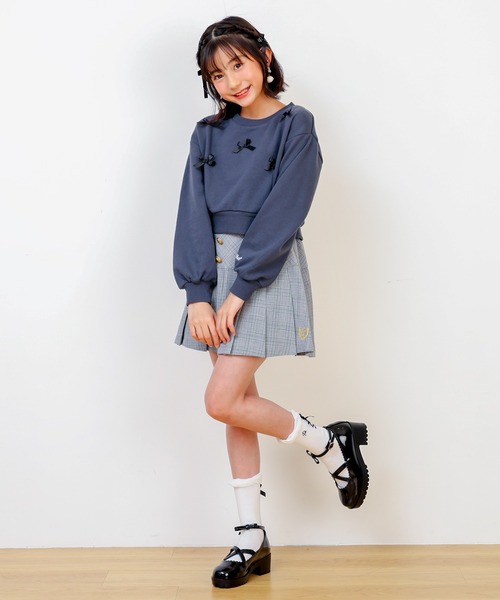 PINKHUNT(ピンクハント)の「PINKHUNT ピンクハント リボン付き トレーナー 0114K(スウェット・キッズ・チャコールグレー/ホワイト・120cm/130cm/140cm/160cm/150cm)」の19枚目の写真