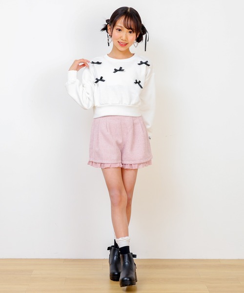 PINKHUNT(ピンクハント)の「PINKHUNT ピンクハント リボン付き トレーナー 0114K(スウェット・キッズ・チャコールグレー/ホワイト・120cm/130cm/140cm/160cm/150cm)」の10枚目の写真