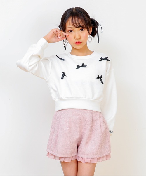 PINKHUNT(ピンクハント)の「PINKHUNT ピンクハント リボン付き トレーナー 0114K(スウェット・キッズ・チャコールグレー/ホワイト・120cm/130cm/140cm/160cm/150cm)」の22枚目の写真