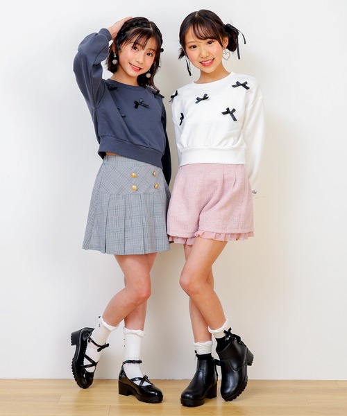 PINKHUNT(ピンクハント)の「PINKHUNT ピンクハント リボン付き トレーナー 0114K(スウェット・キッズ・チャコールグレー/ホワイト・120cm/130cm/140cm/160cm/150cm)」の11枚目の写真