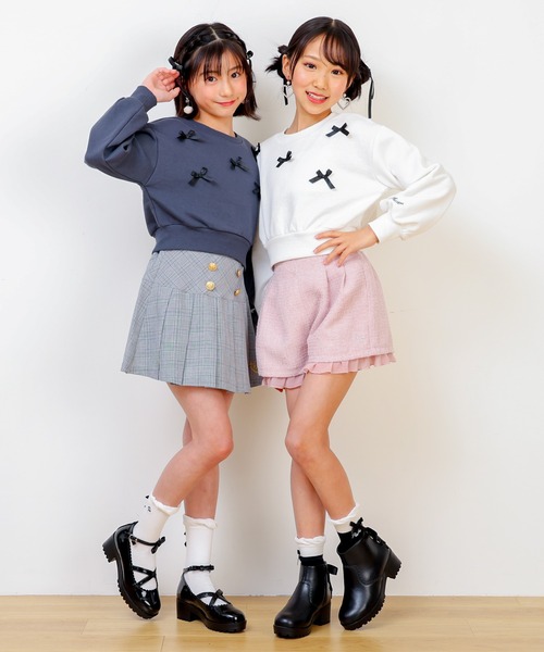 PINKHUNT(ピンクハント)の「PINKHUNT ピンクハント リボン付き トレーナー 0114K(スウェット・キッズ・チャコールグレー/ホワイト・120cm/130cm/140cm/160cm/150cm)」の12枚目の写真