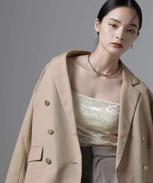 NANO universe（ナノユニバース）の「カップ付きベロアキャミソール（キャミソール・レディース・アイボリー/ブラック/グレー・FREE）」の3枚目の写真