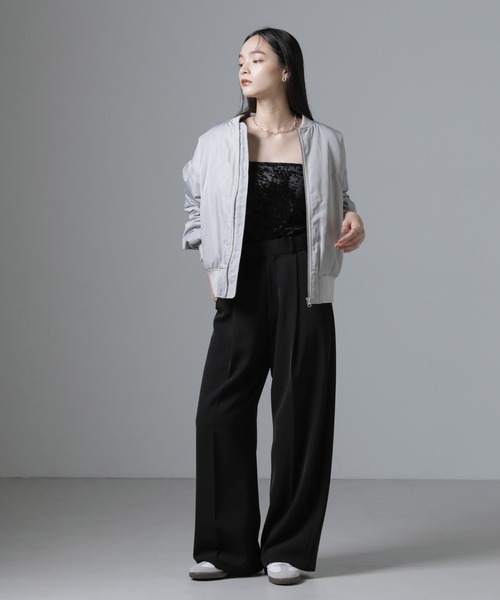 NANO universe（ナノユニバース）の「カップ付きベロアキャミソール（キャミソール・レディース・アイボリー/ブラック/グレー・FREE）」の17枚目の写真