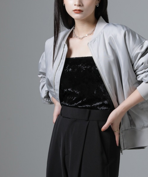 NANO universe（ナノユニバース）の「カップ付きベロアキャミソール（キャミソール・レディース・アイボリー/ブラック/グレー・FREE）」の16枚目の写真