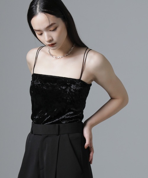 NANO universe（ナノユニバース）の「カップ付きベロアキャミソール（キャミソール・レディース・アイボリー/ブラック/グレー・FREE）」の19枚目の写真