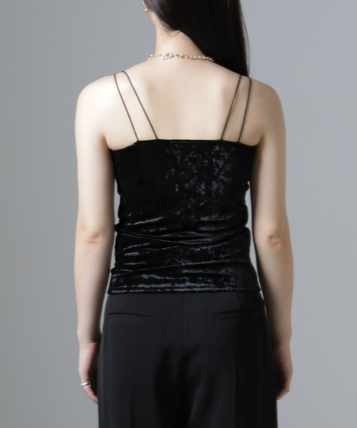 NANO universe（ナノユニバース）の「カップ付きベロアキャミソール（キャミソール・レディース・アイボリー/ブラック/グレー・FREE）」の9枚目の写真