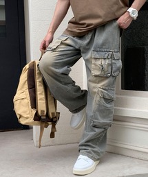 ARCADE（アーケード）の「マルチポケット フレア カーゴデニムパンツ　ワイドシルエット ヴィンテージ加工 -ARCADE Limited Line-（カーゴパンツ）」