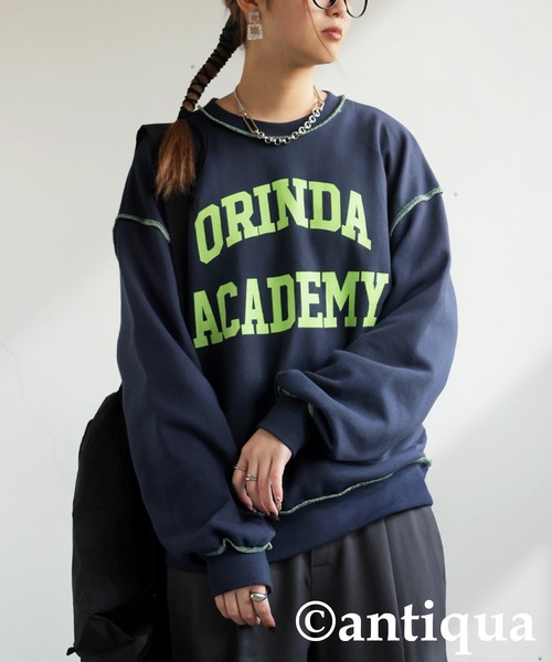 antiqua(アンティカ)の「ロゴスウェット(スウェット・レディース・杢グレー/ネイビー・ONESIZE)」の17枚目の写真