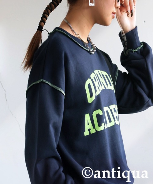 antiqua(アンティカ)の「ロゴスウェット(スウェット・レディース・杢グレー/ネイビー・ONESIZE)」の18枚目の写真