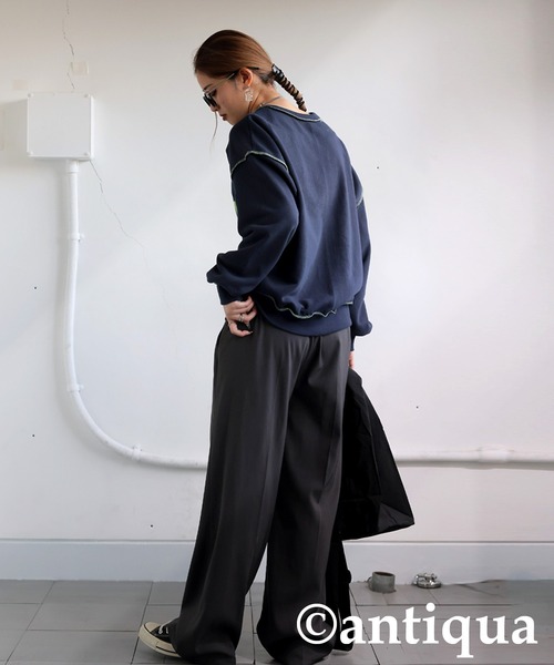 antiqua(アンティカ)の「ロゴスウェット(スウェット・レディース・杢グレー/ネイビー・ONESIZE)」の19枚目の写真