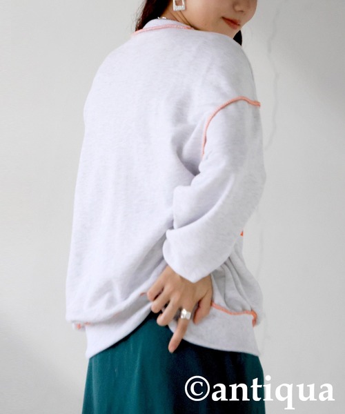 antiqua(アンティカ)の「ロゴスウェット(スウェット・レディース・杢グレー/ネイビー・ONESIZE)」の13枚目の写真