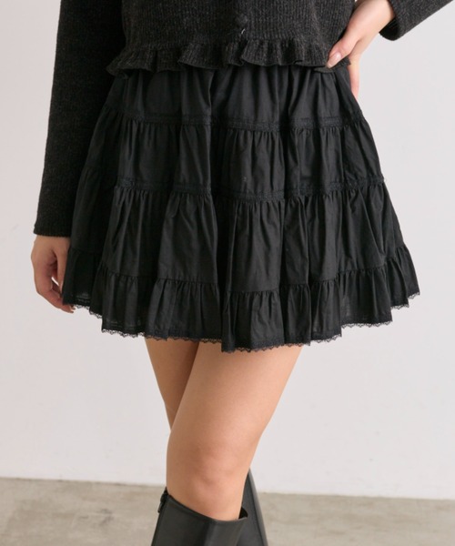 OLIVE des OLIVE（オリーブデオリーブ）の「コットンミニスカート（スカート・レディース・オフホワイト/ブラック/その他/ブラウン・FREE）」の3枚目の写真