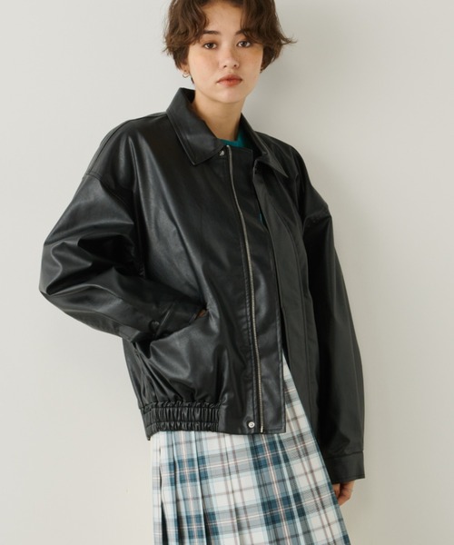 オーバーエコレザーブルゾン（ライダースジャケット）｜Unitage