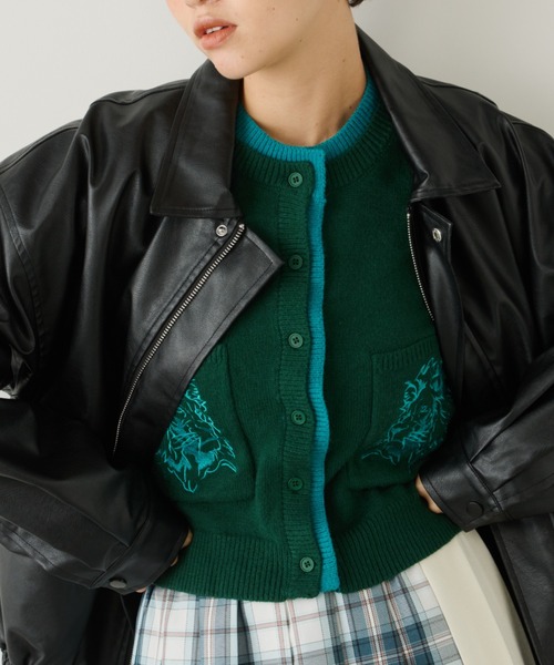 セール】オーバーエコレザーブルゾン（ライダースジャケット