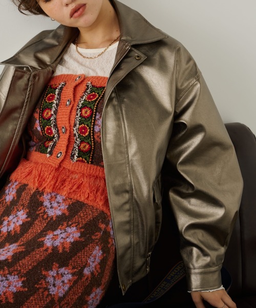 オーバーエコレザーブルゾン（ライダースジャケット）｜Unitage