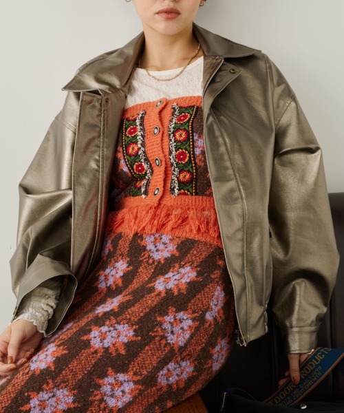 オーバーエコレザーブルゾン（ライダースジャケット）｜Unitage