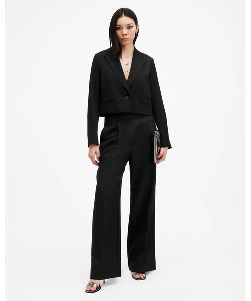 ALLSAINTS(オールセインツ)の「SHORES WIDE LEG RELAXED FIT TROUSERS | SHORES ワイド レッグ リラックス フィット トラウザー(スラックス・レディース・ブラック・4/10/8/6)」の1枚目の写真