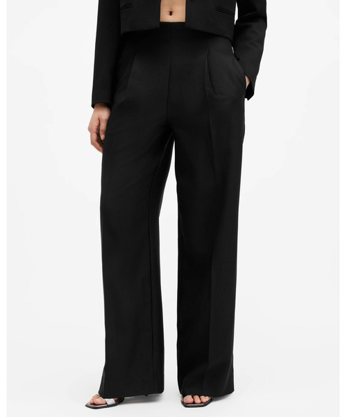 ALLSAINTS(オールセインツ)の「SHORES WIDE LEG RELAXED FIT TROUSERS | SHORES ワイド レッグ リラックス フィット トラウザー(スラックス・レディース・ブラック・4/10/8/6)」の2枚目の写真
