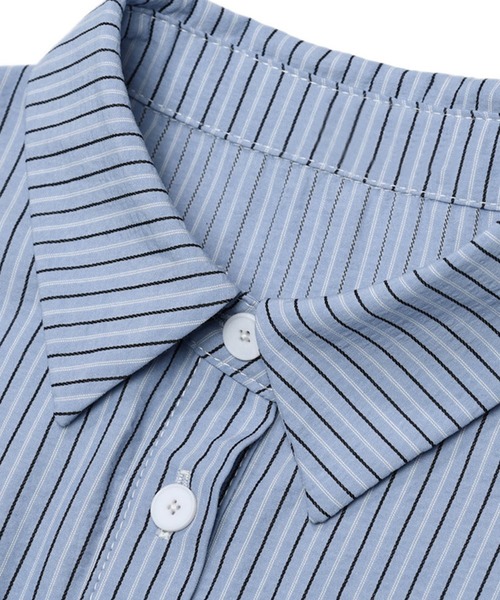 ブラウス シャツ STRIPED SHIRRING SHIRT レディース SUWDEE ブラウス シャツ stripe waist shirring shirt