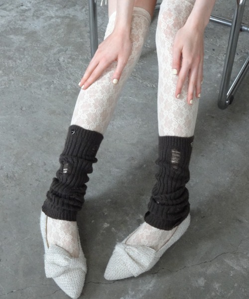 idem(イデム)の「damage leg warmers / ダメージレッグウォーマー(レッグウォーマー・レディース・ブラウン/アイボリー/グレー・FREE)」の7枚目の写真