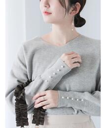 もちもちミラノリブVネックニット