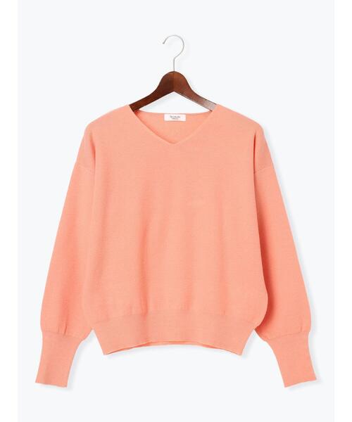 Te chichi TERRASSE(テチチテラス)の「もちもちミラノリブVネックニット(ニット/セーター・レディース・グレー/ブルー/ピンク/オフホワイト・F)」の4枚目の写真