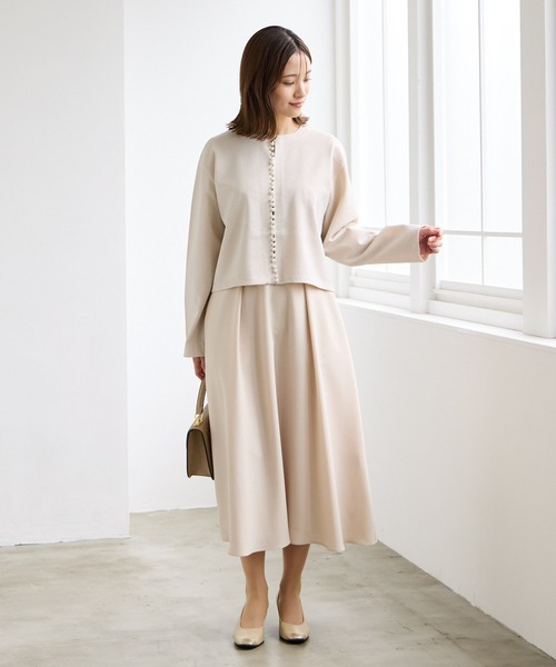 aimer ワンピース レース袖×ウエストタックフィット&フレアワンピース（ワンピース