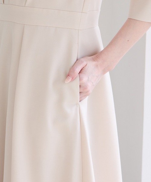 レース袖×ウエストタックフィット&フレアワンピース（ワンピース