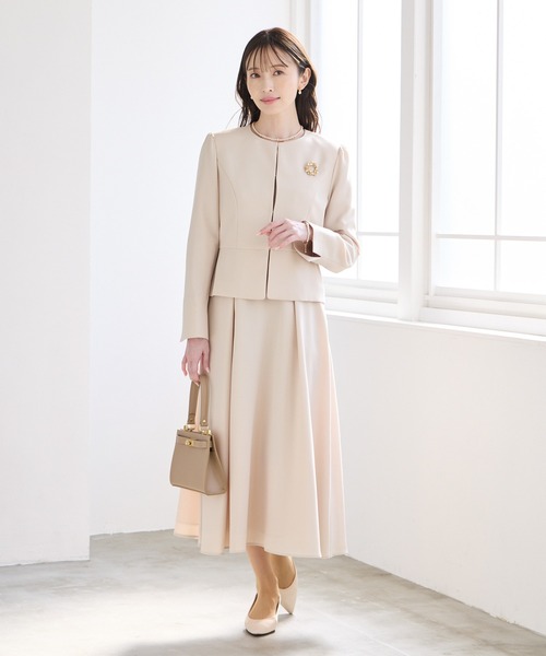 レース袖×ウエストタックフィット&フレアワンピース（ワンピース