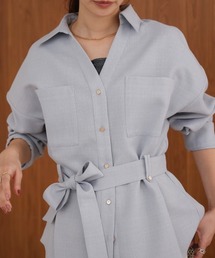 Bab | 【セットアップ対応】ツイードベルト付きシャツジャケット(テーラードジャケット)