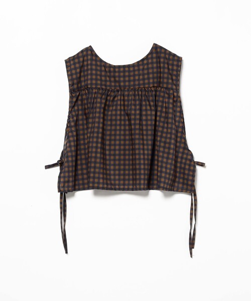 Yarmo（ヤーモ）の「Yarmo/ Cropped Tabard Gingham（シャツ/ブラウス・レディース・ダークブラウン・ONE SIZE）」の5枚目の写真