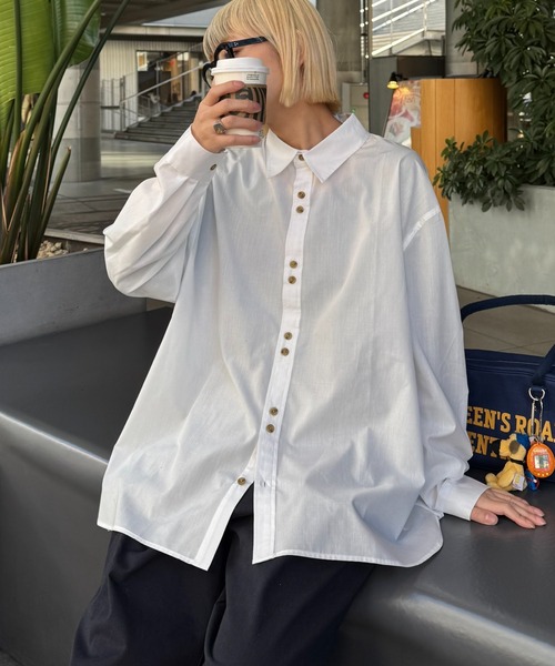 CIAOPANIC TYPY（チャオパニックティピー）の「【UNISEX】デザインボタンブロードシャツ（シャツ/ブラウス・メンズ・ピンク/ブルー/ホワイト・MEDIUM/LARGE）」の11枚目の写真